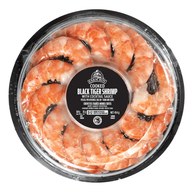 Farm Boy™ Cooked Black Tiger Shrimp Ring with Cocktail Sauce (454 g)