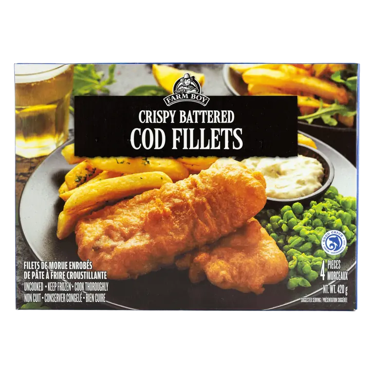 Farm Boy™ Frozen Fish Crispy Battered Cod Fillet (420 g)