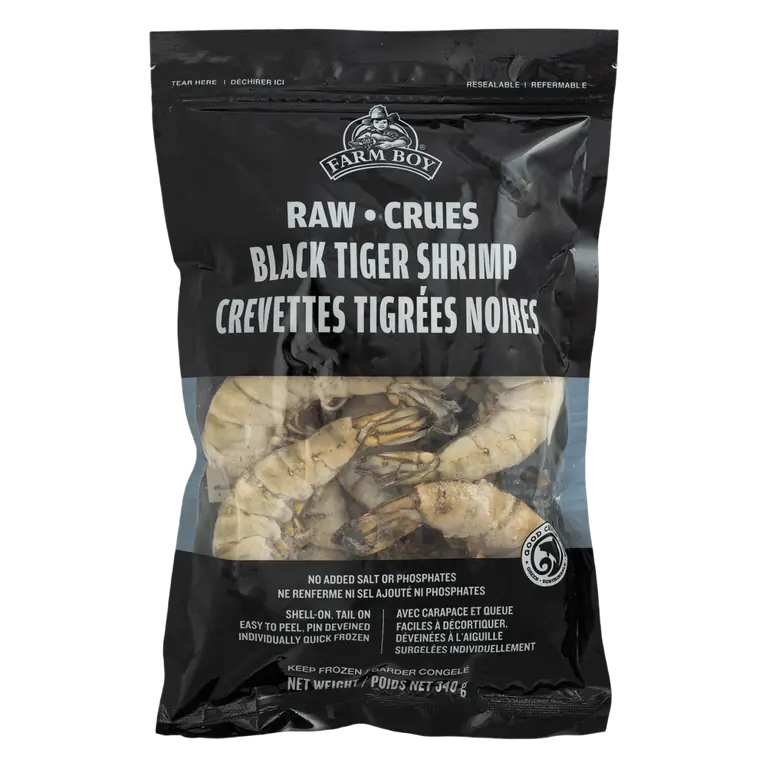 Farm Boy™ Frozen Raw Easy Peel Black Tiger Shrimp 13/15 (340 g)