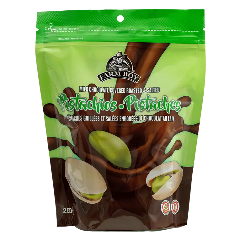 Farm Boy™ Milk Chocolate Covered Roasted Shelled Pistachios (250 g)