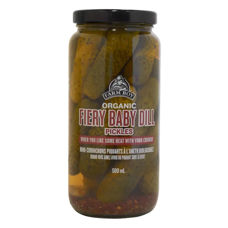 Farm Boy™ Organic Fiery Baby Dill Pickled Cucumbers (500 ml)