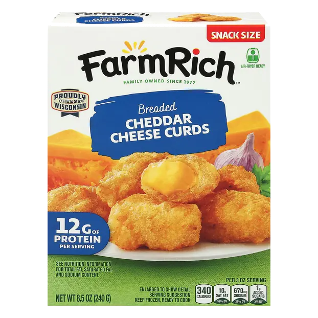 Breaded Cheddar Cheese Curds Snack Size Frozen