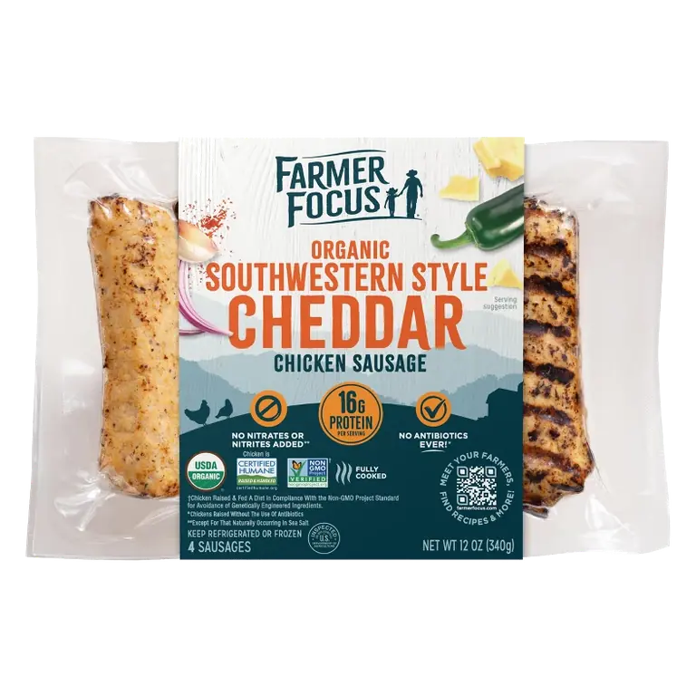 Farmer Focus Organic Southwestern Cheddar Chicken Sausage, 12oz/4pk