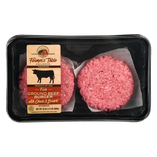 Ground Beef Burger Patties w/Chuck & Brisket - 4 ct Fresh