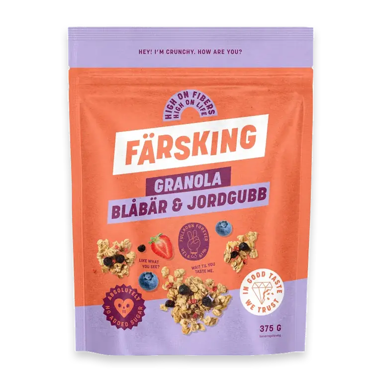 Granola blåbär jordgubb 375g