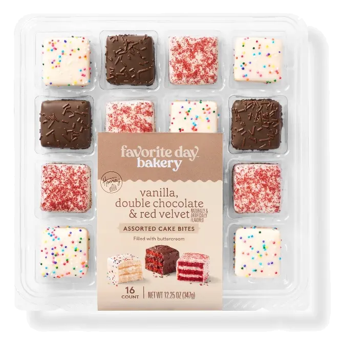 Cake Bites Vanilla, Double Chocolate, Red Velvet Assortment - 12.25oz/16ct - Favorite Day