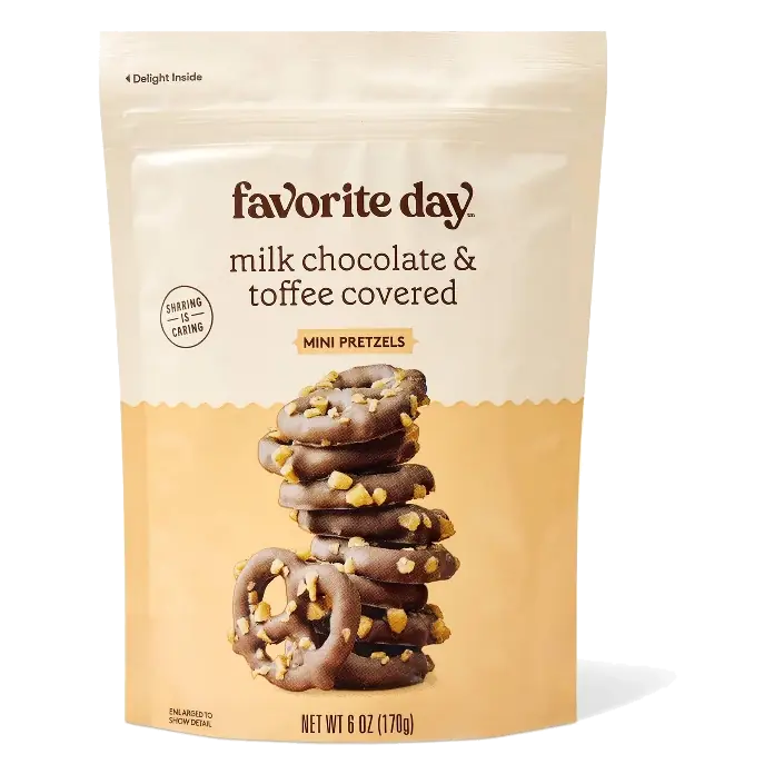 Milk Chocolate and Toffee Covered Mini Pretzels - 6oz - Favorite Day™