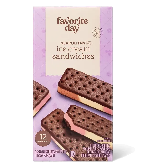 Neapolitan Ice Cream Sandwiches - 12pk/42 fl oz - Favorite Day™