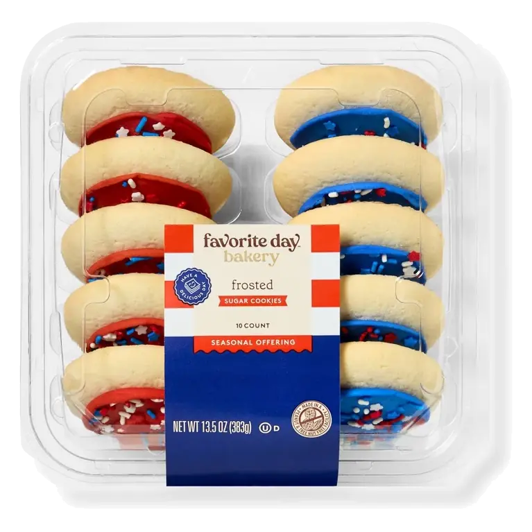 Patriotic Red, White & Blue Frosted Sugar Cookies - 13.5oz/10ct - Favorite Day™