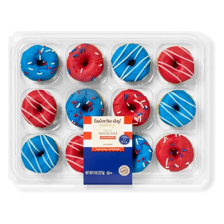 Patriotic Red, White & Blue Iced Mini Donuts - 8oz/12ct - Favorite Day™