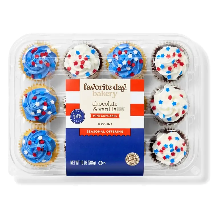 Patriotic Red, White & Blue Variety Mini Cupcakes - 10oz/12ct - Favorite Day™