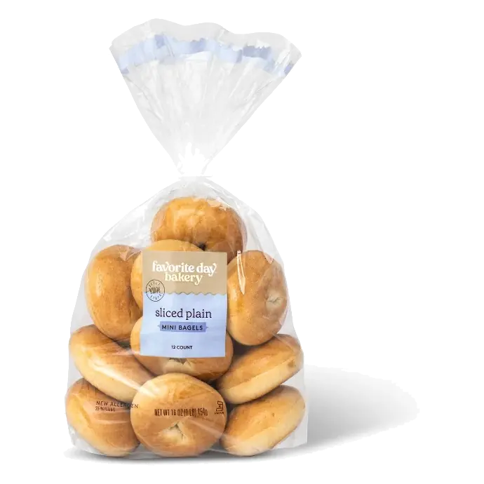 Plain Sliced Mini Bagels - 16oz/12ct - Favorite Day