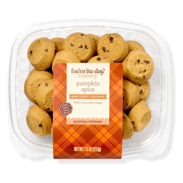 Pumpkin Spice Mini Crispy Cookies with Chocolate Chips - 7.5oz - Favorite Day™