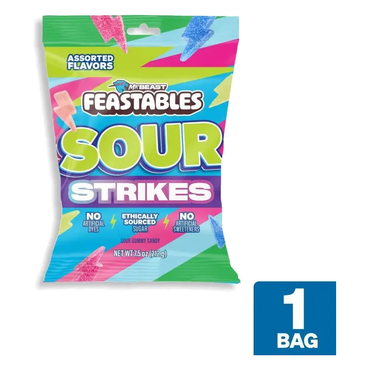 Feastables Sour Strikes Gummy Candies - Original Assortment - 7.5oz