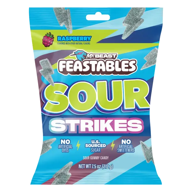 Mr Beast Sour Strikes Raspberry Gummy Candy