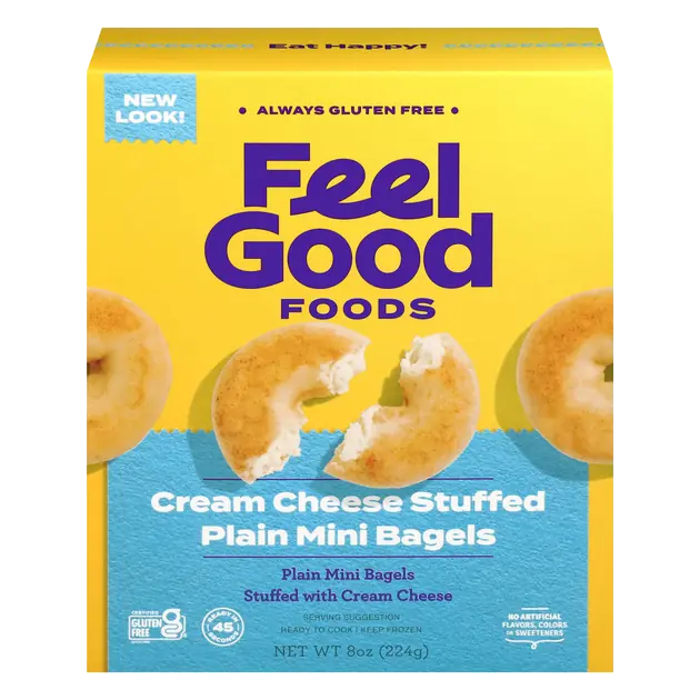 Feel Good Foods Cream Cheese Stuffed Plain Mini Bagels