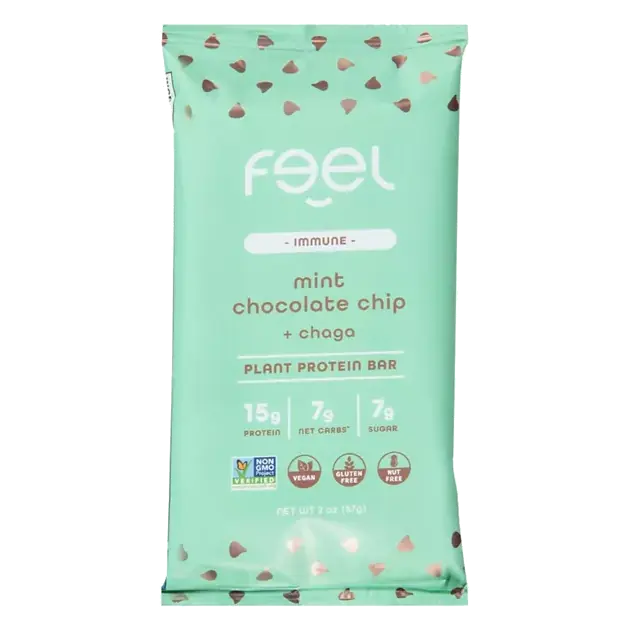 Plant Protein Bar, Mint Chocolate Chip + Chaga, Immune