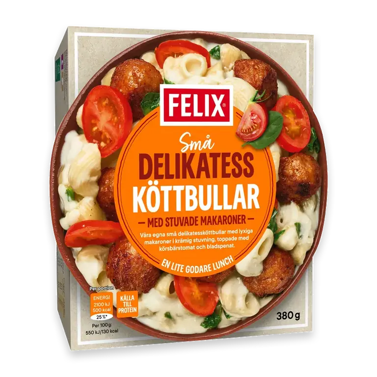 Delikatessköttbullar med stuvade makaroner 380g