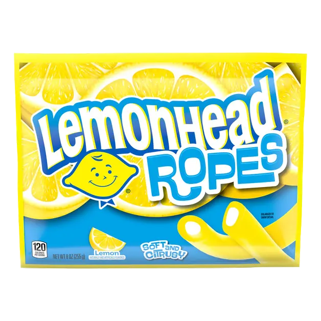 Lemonhead Ropes Candies 9 Ounce Laydown Bag