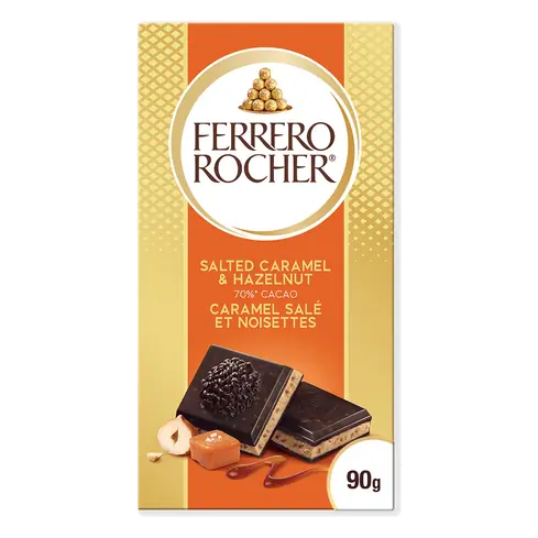 Ferrero Canada Dark Chocolate Tablet Bar Hazelnut & Salted Caramel 90 g
