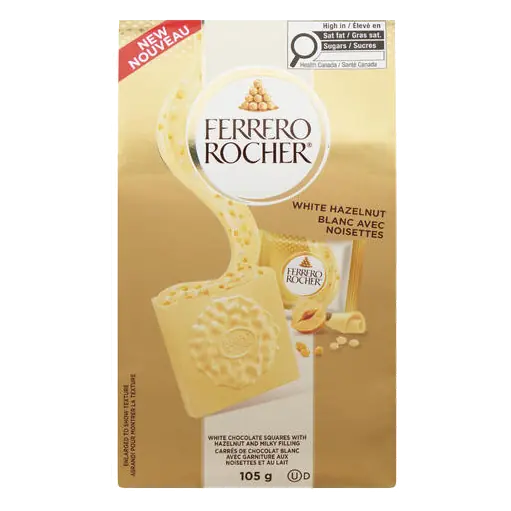 Ferrero Rocher White Chocolate Squares With Hazelnut And Milky Filling 105 g