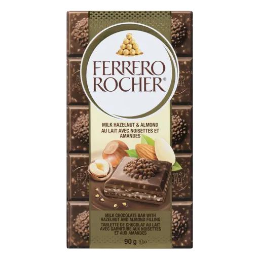 Ferrero Rocher Milk Chocolate Bar Hazelnut And Almond 90 g
