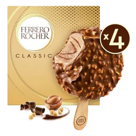 Rocher Classic Hazelnut & Choc Frozen Dessert Sticks 4 Pack