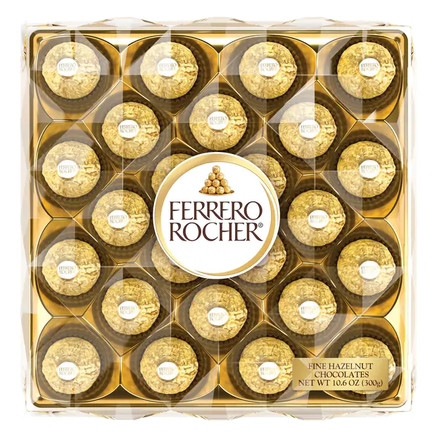 Rocher Fine Hazelnut Chocolates Candy Gift Box - 25 ct