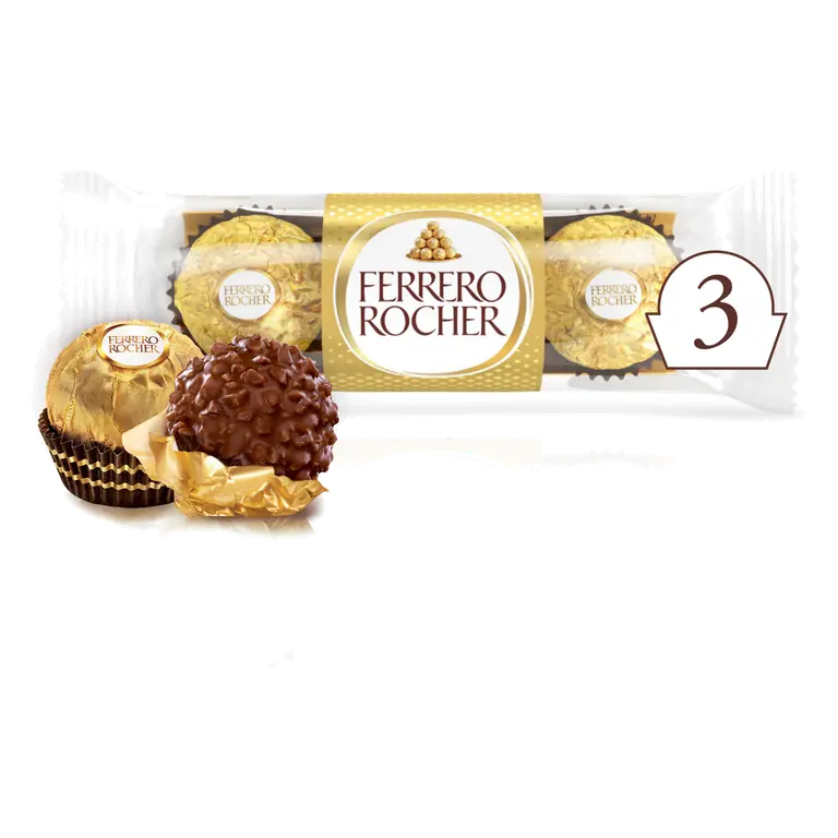 Ferrero Rocher Milk Chocolate Hazelnut Pralines Treat Pack 3 Pieces 37.5g