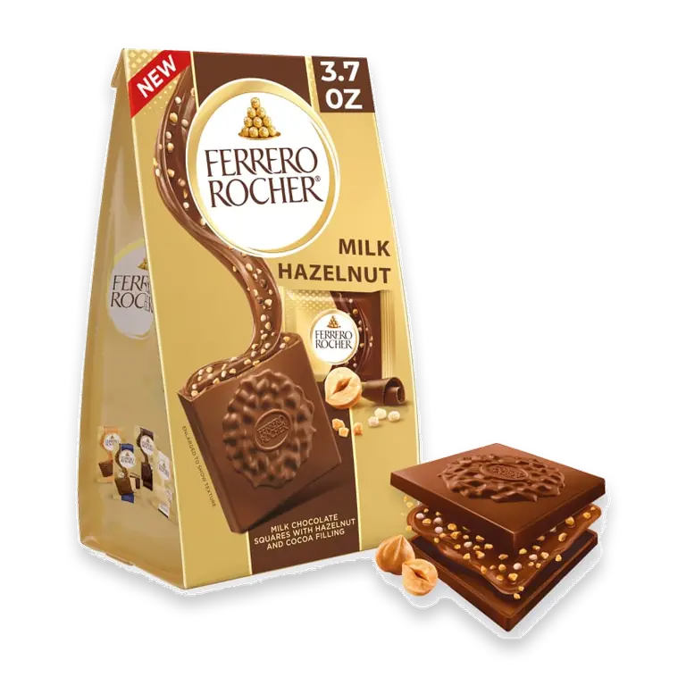 Rocher Premium Milk Hazelnut chocolate squares Candy Individually Wrapped
