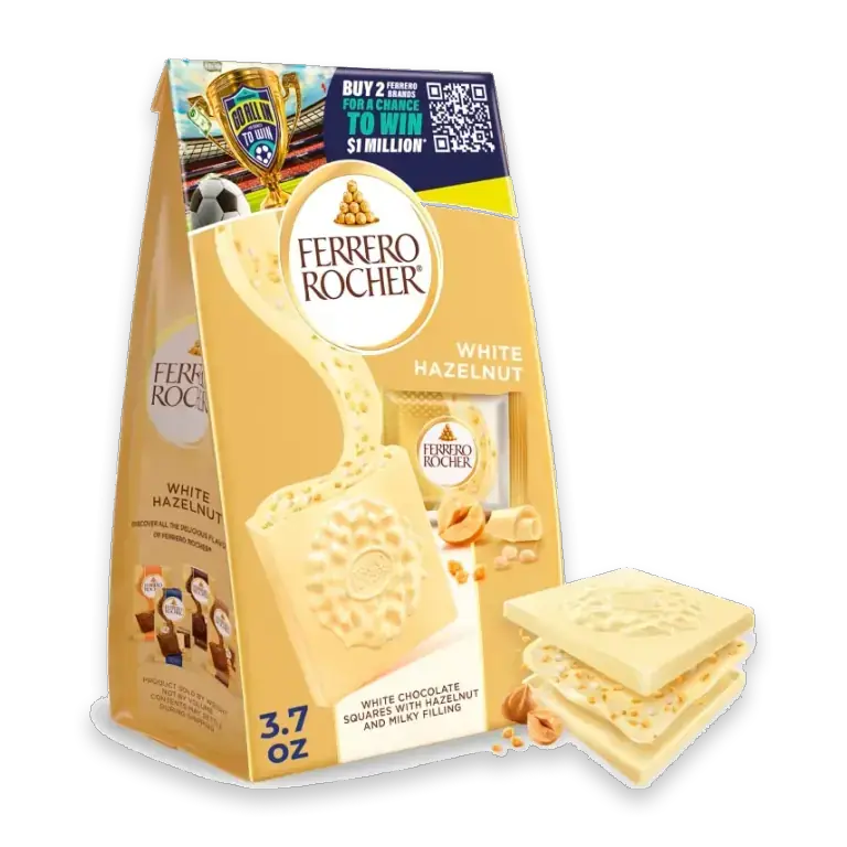 Premium White Hazelnut chocolate squares Individually Wrapped