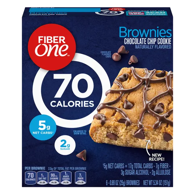70 Calorie Chocolate Chip Cookie Brownies - 6 ct