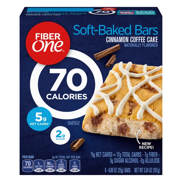 70 Calories Soft-Baked Bars Cinnamon Coffee Cake - 6 ct