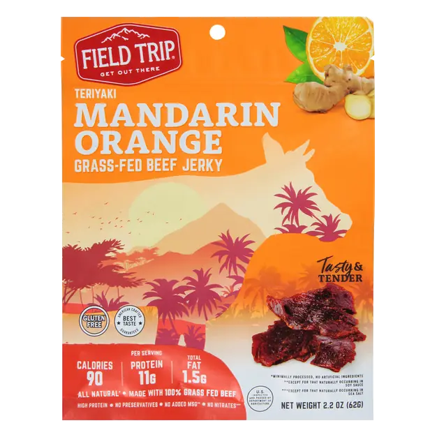Teriyaki Mandarin Orange 11g Protein Grass-fed Beef Jerky