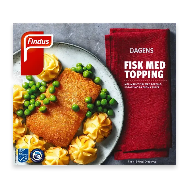 Färdigmat Fisk med topping potatismos & ärtor Fryst 390g