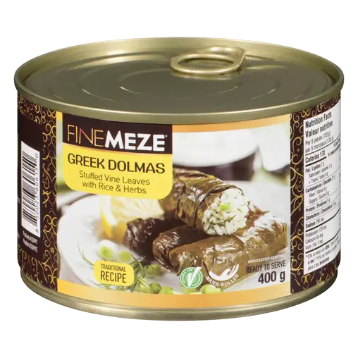 Fine Meze Greek Dolmas Stuffed Vine Leaves With Rice & Herbs 400 g