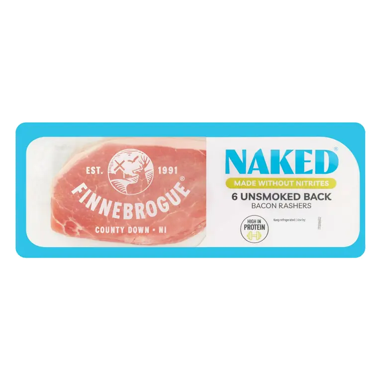 Naked Unsmoked Back Bacon Rashers x6 200g