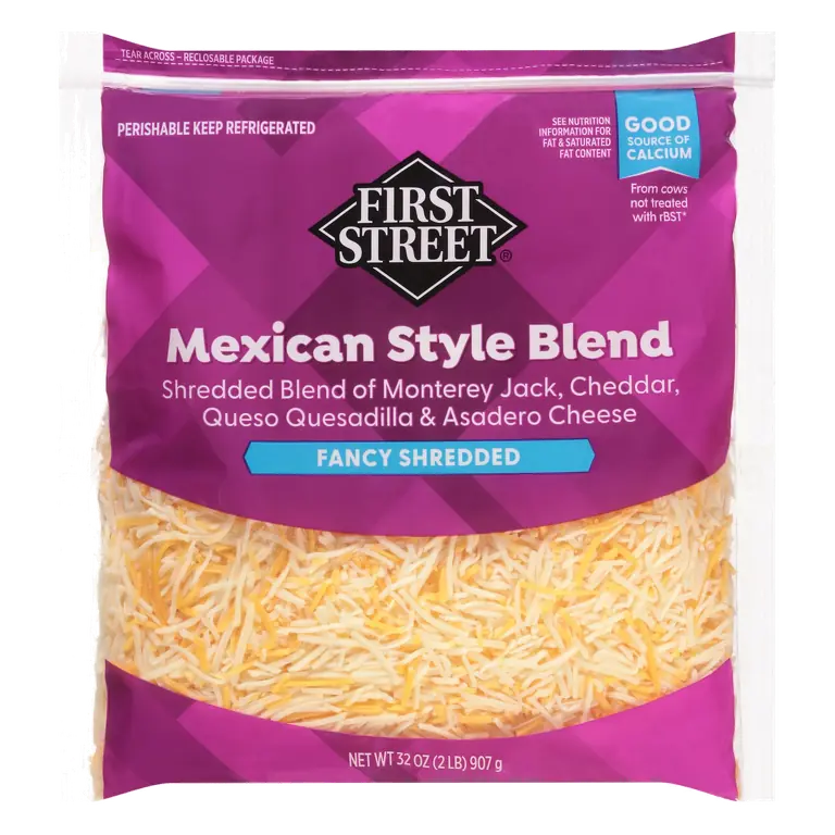 Mexican Style Blend Fancy Shredded Blend of Monterey Jack, Cheddar, Queso Quesadilla & Asadero Cheese