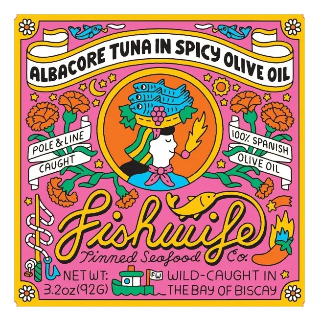 Fishwife Albacore Tuna in Spicy Olive Oil, 3.2oz: MSC Certified, Gluten-Free, High Protein