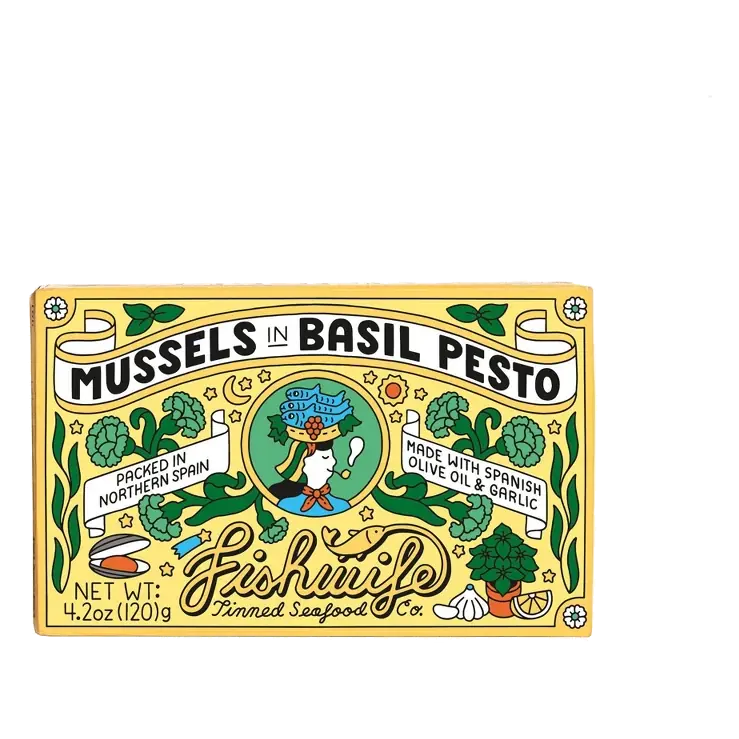 Fishwife Tinned Seafood Co Mussels in Basil Pesto, 4.2oz