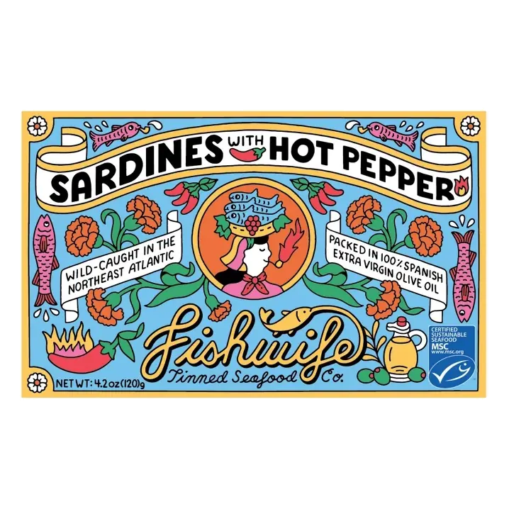Fishwife Tinned Seafood Co Sardines with Hot Pepper, 4.2oz