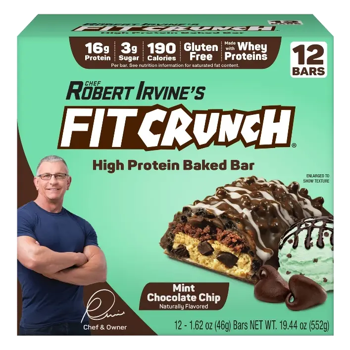 FITCRUNCH Mint Chocolate Chip Baked Protein Bars - 16g Protein - 12ct/19.44oz