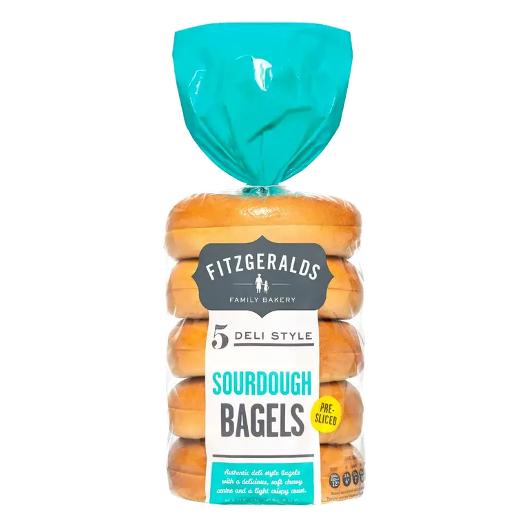 Deli Style Sourdough Bagels Pre-Sliced x5 425g