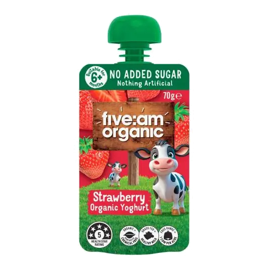 No Added Sugar Organic Yoghurt Pouch Strawberry