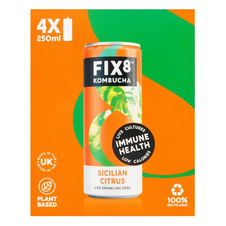 Kombucha Sicilian Citrus Live Sparkling Soda 4 x 250ml