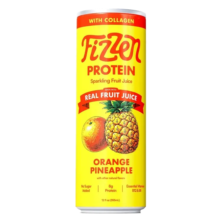 Fizzen Orange Pineapple Protein Sparkling Fruit Juice, 12 fl oz: 38% Juice Content