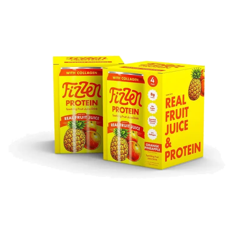 Fizzen Orange Pineapple Protein Sparkling Fruit Juice, 12 fl oz/4pk