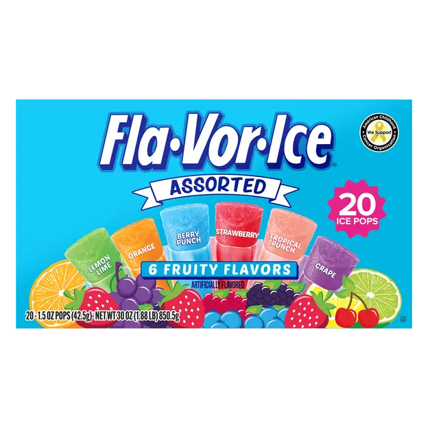 Assorted Fruity Flavors Ice Pops - 20 ct
