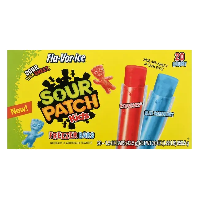 Sour Patch Kids Freezer Bars, Redberry/Blue Raspberry, 20 Pack