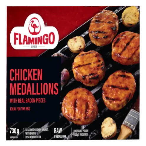 Frozen Chicken Breast Medallion With Bacon Pieces & BBQ Sauce 730 g